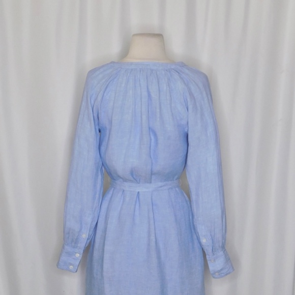 NEW!! J. CREW Cabana Dress French Blue Linen Midi Tie Waist Pockets XSP X-Small - Picture 12 of 16
